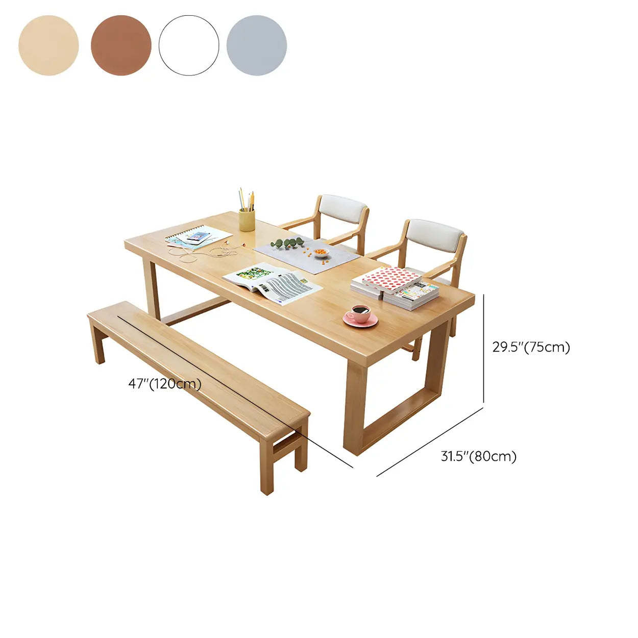Natural Rubberwood Sled Writing Desk — Walnut / Table Only