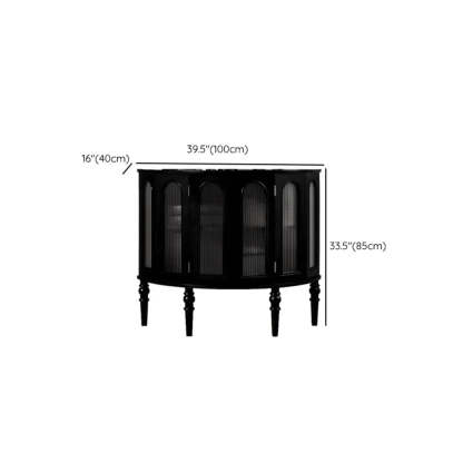 Black Wood Half-Moon Cabinet Console Table