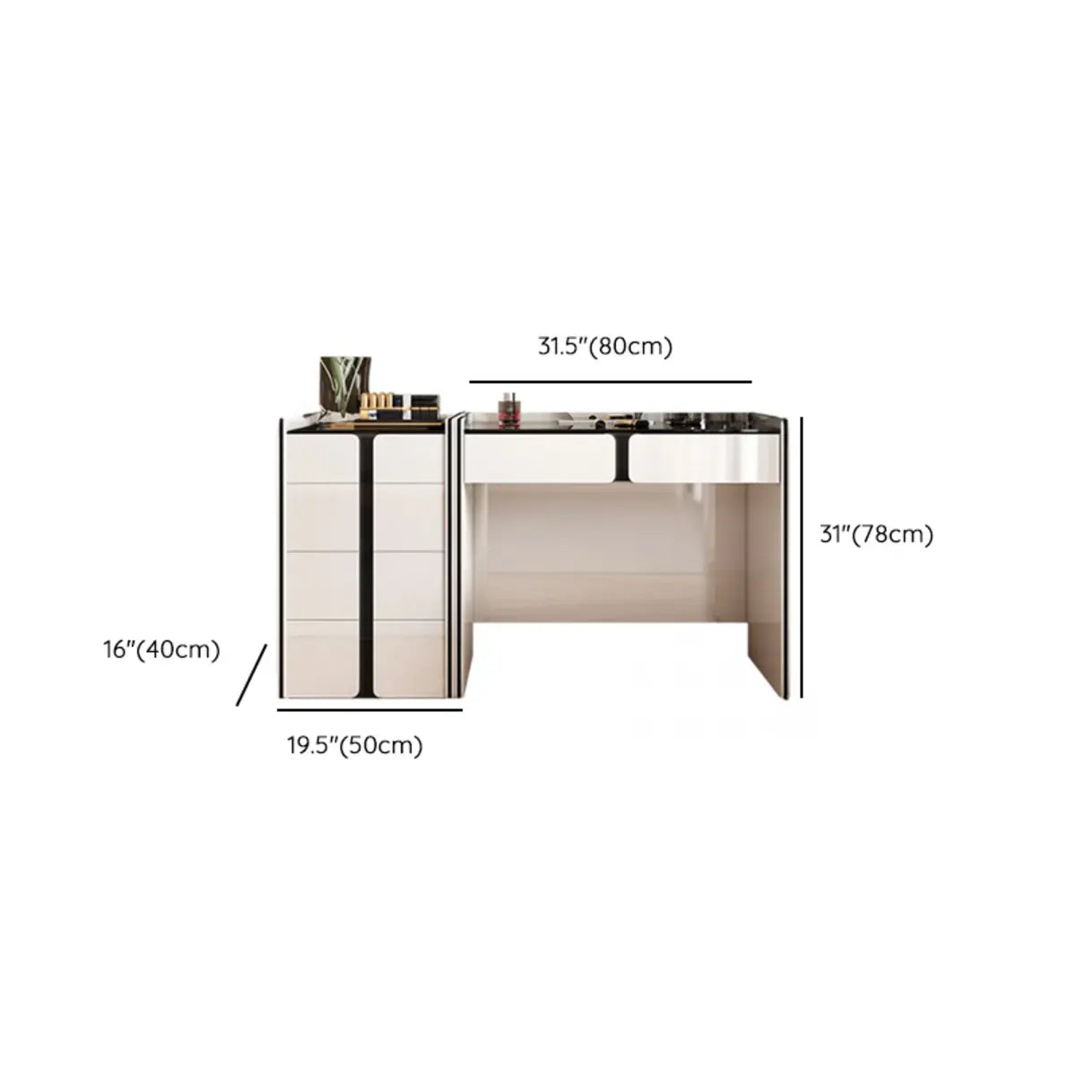 Modern White Wood Wall-Mounted Vanity Table