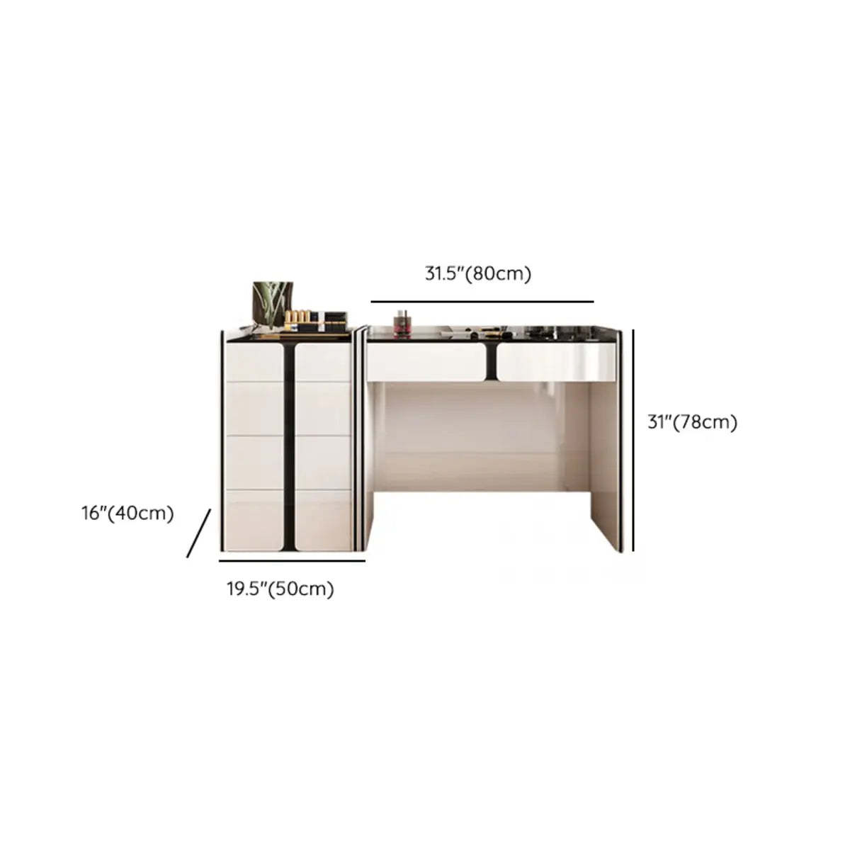 Modern White Wood Wall-Mounted Vanity Table