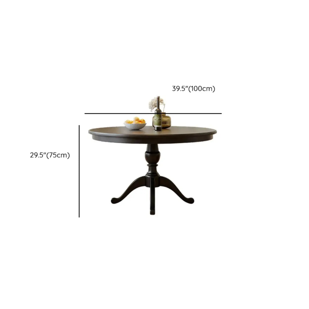 French Country Vintage Black Round Dining Table