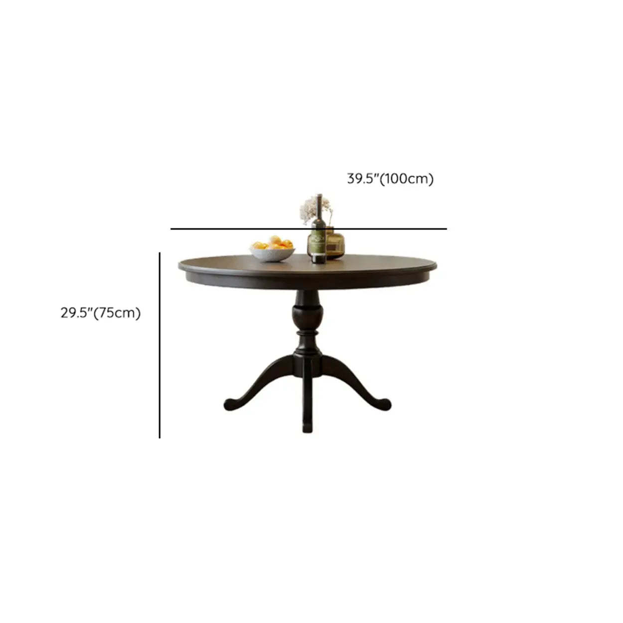 French Country Vintage Black Round Dining Table