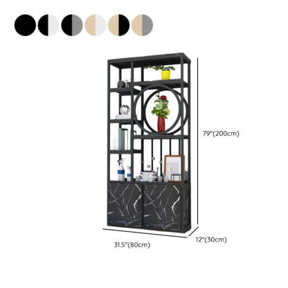 Geometric Metal Display Cabinet for Living Room — Black-White