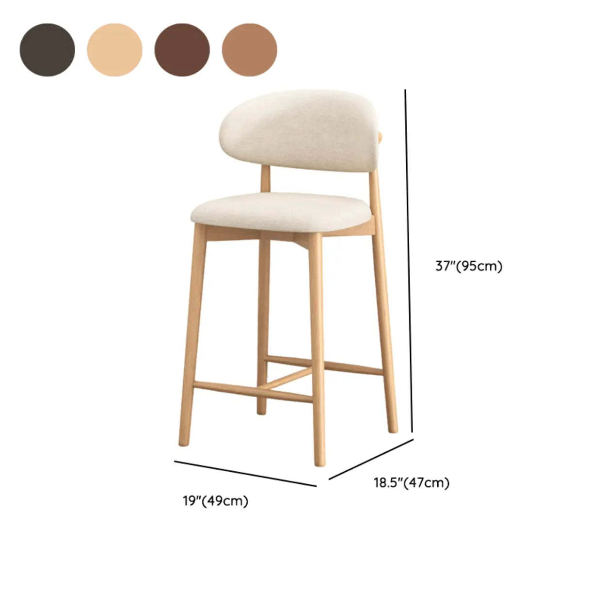 Modern Upholstered Low-Back Counter Bar Chair