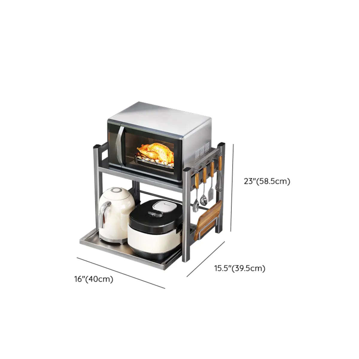 Silver Stainless Steel Baker's Rack with Microwave Shelf