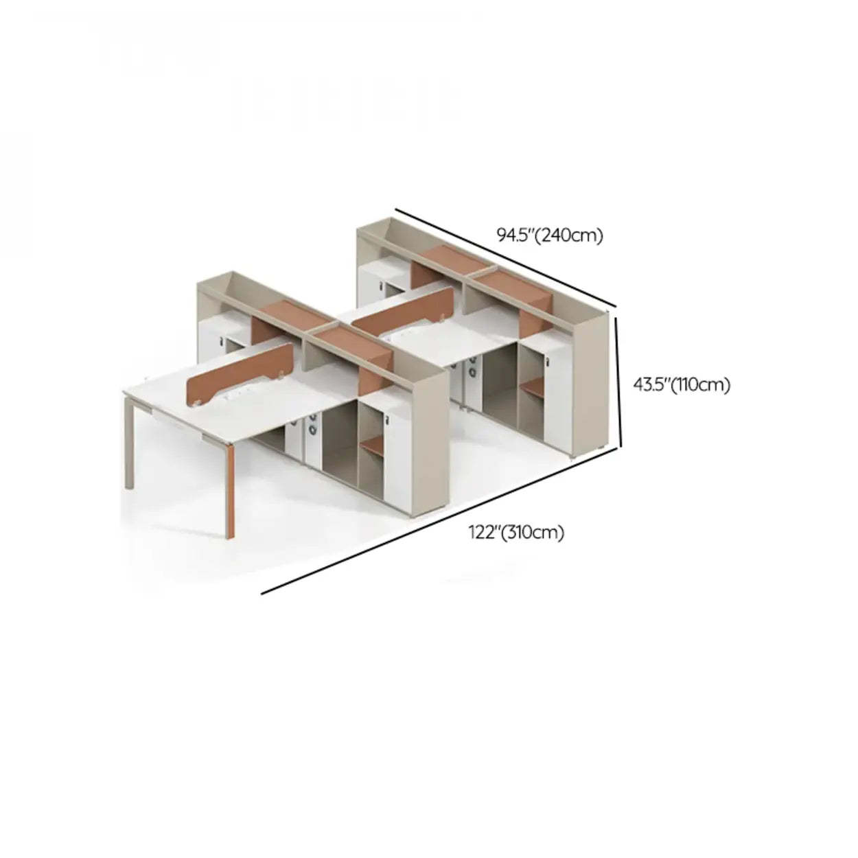 Collaborative Cabinet Drawer L-Shape Computer Desk