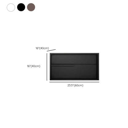 Black Rectangular Large Wood Drawer Nightstand