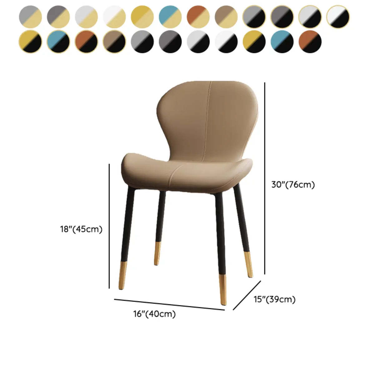 Glam Leather Ergonomic Wingback Dining Chair