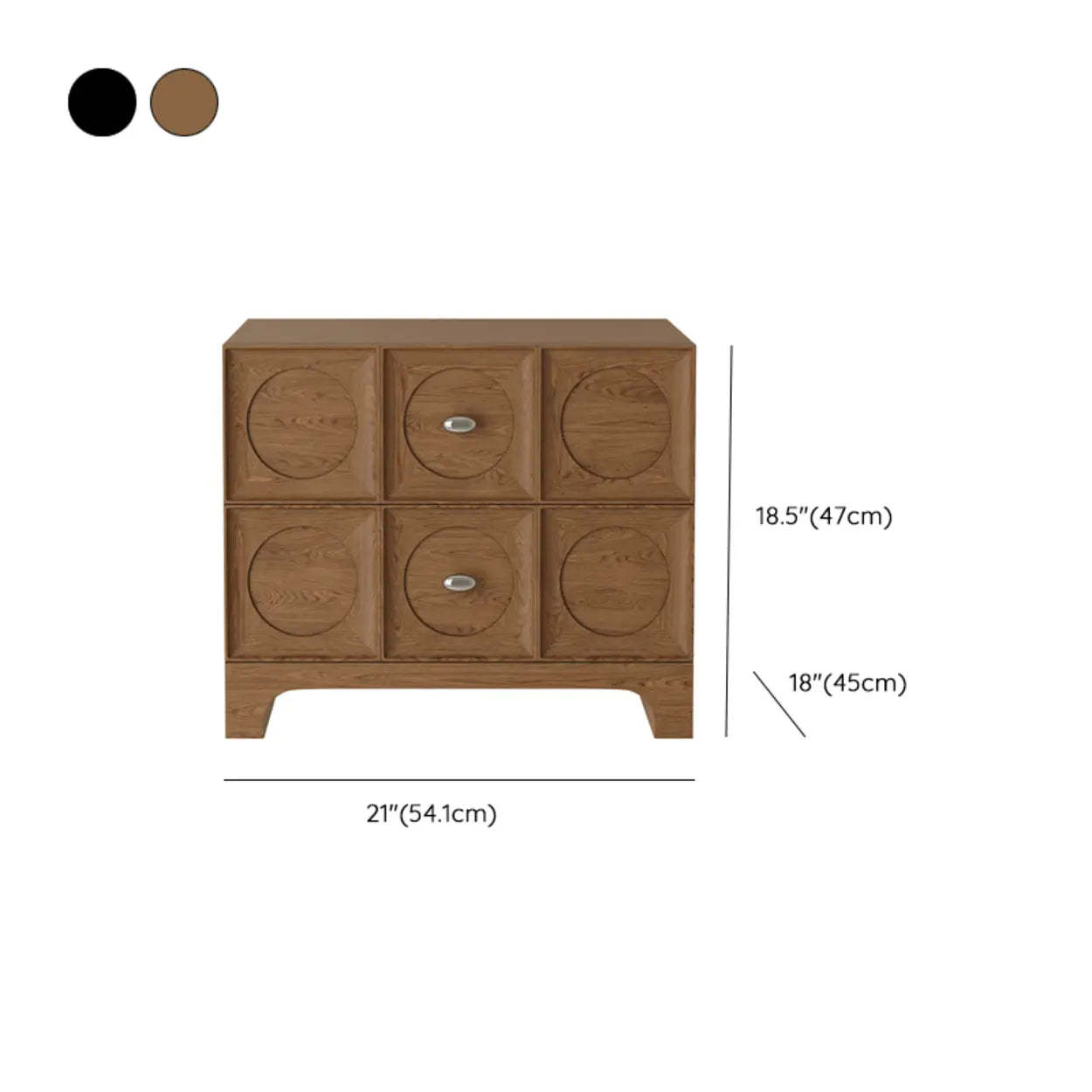 Oak 2-Drawer Rectangular Wood Bedroom Nightstand