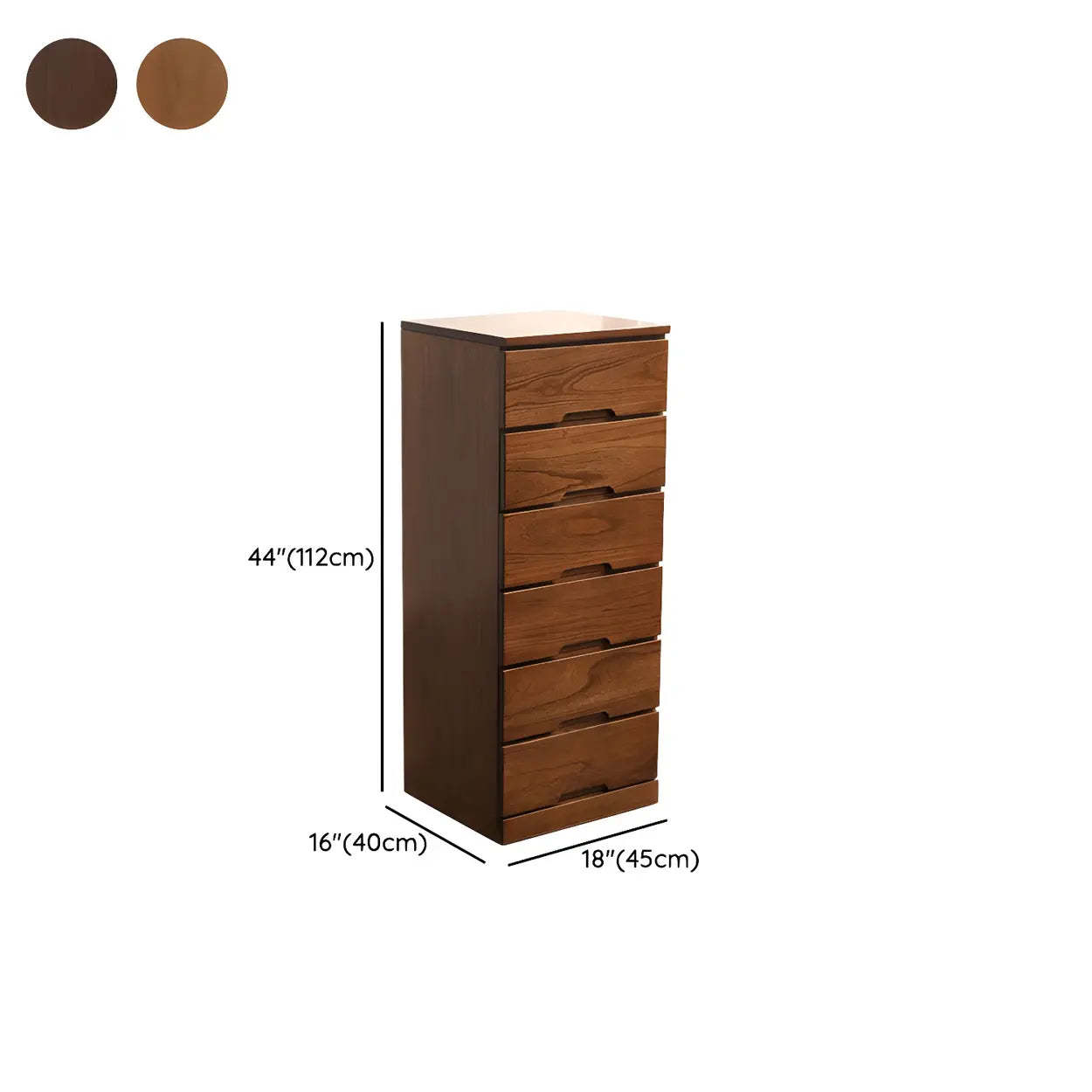 Wood Step-Design Chest of Drawers — Walnut