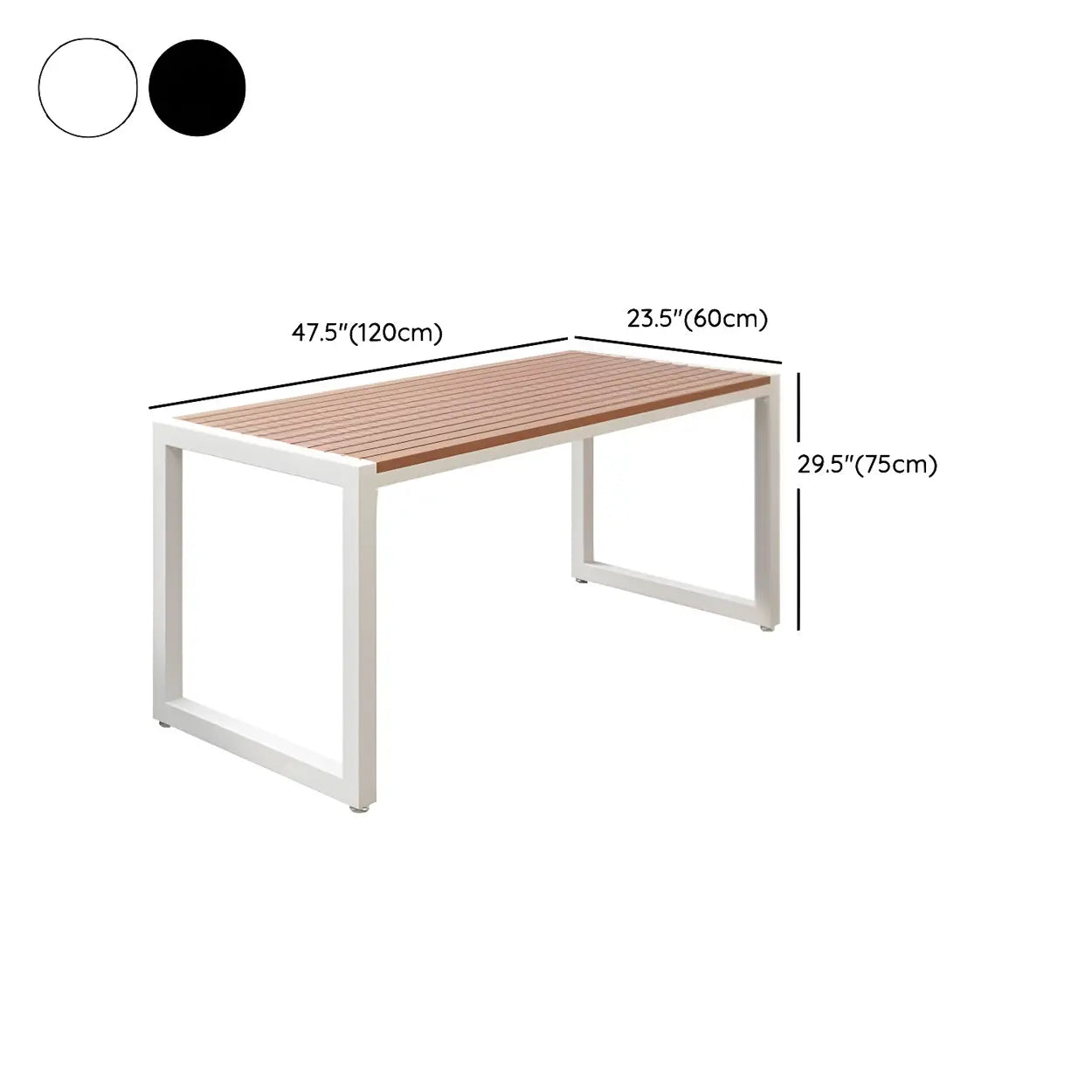 Metal Frame Rectangle Outdoor Coffee Table with Benches #size