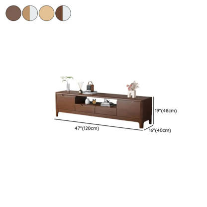 Scandinavian Wood TV Stand with Drawers — Brown