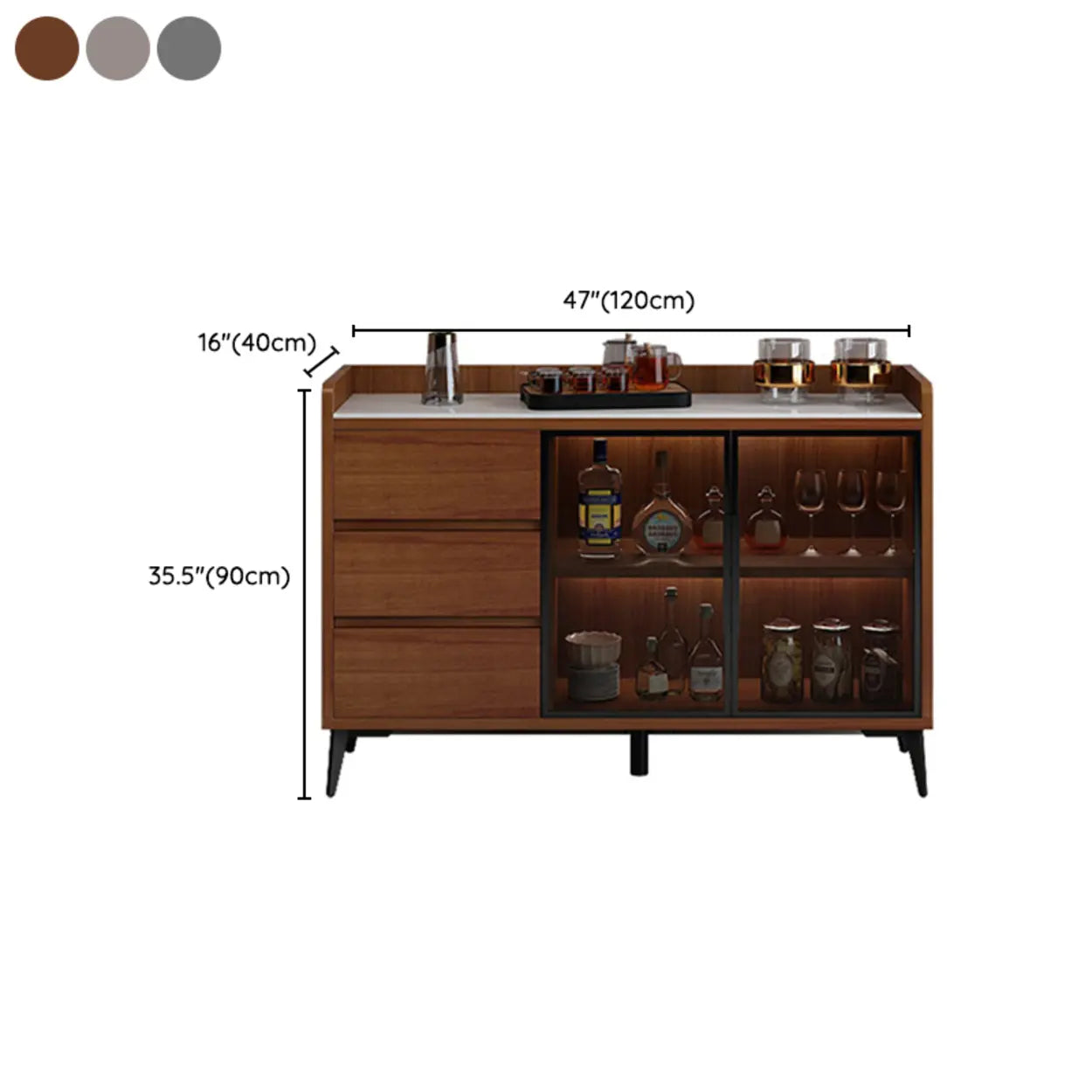 Modern Walnut Wood Large Wine Rack Cabinet