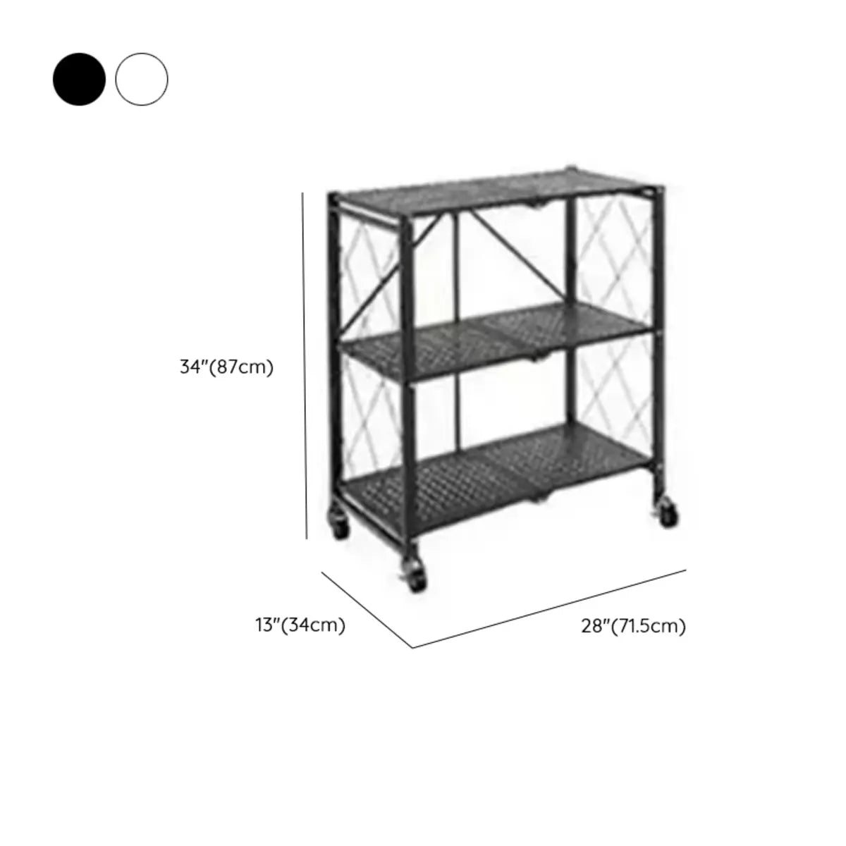 Foldable Black Steel Baker's Rack with Microwave Shelf