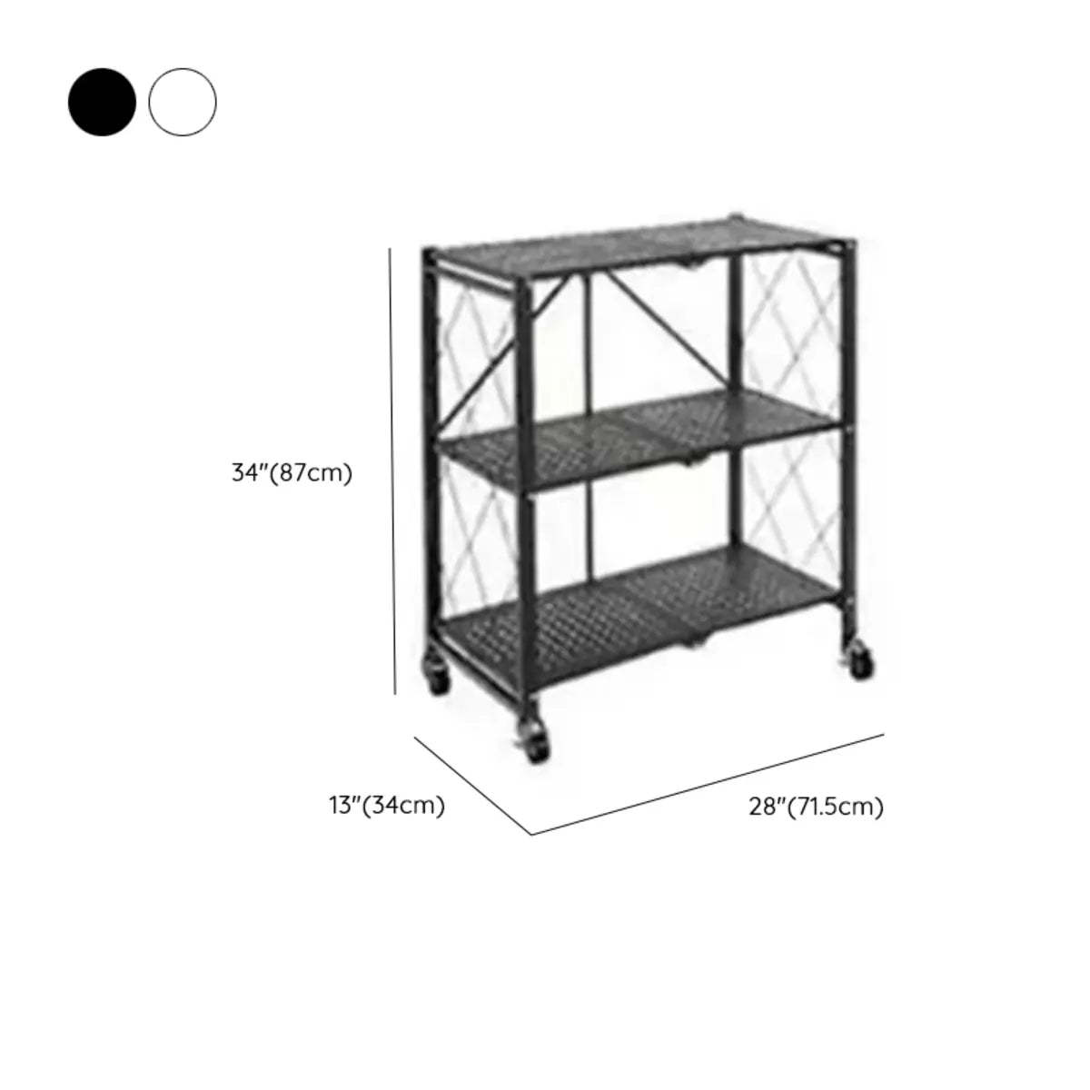 Foldable Black Steel Baker's Rack with Microwave Shelf