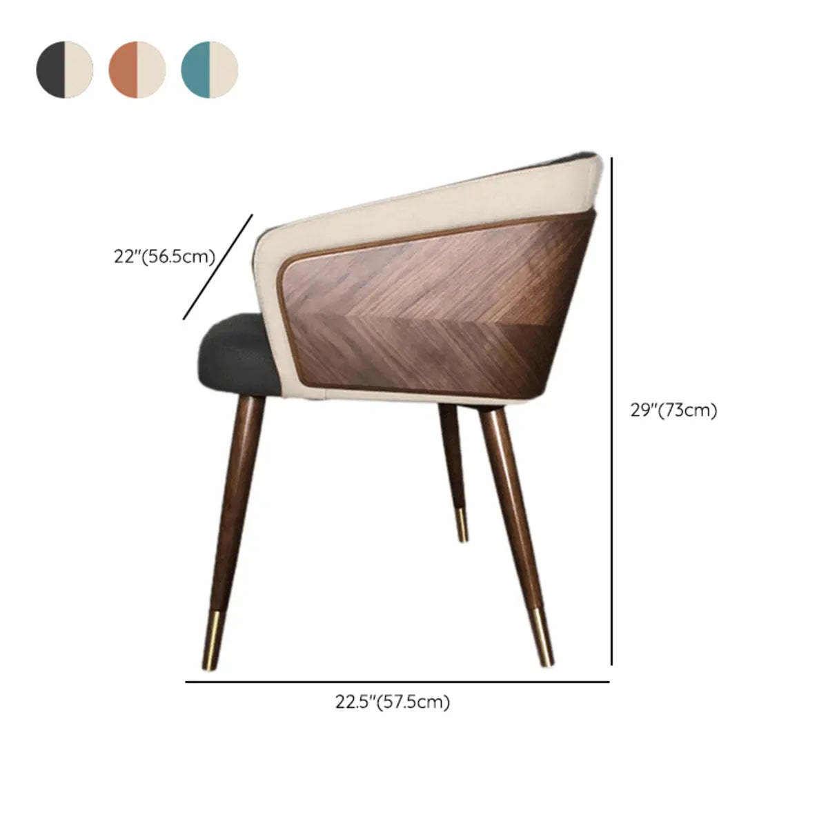 Dark Gray-Beige Four Leg Arm Chair
