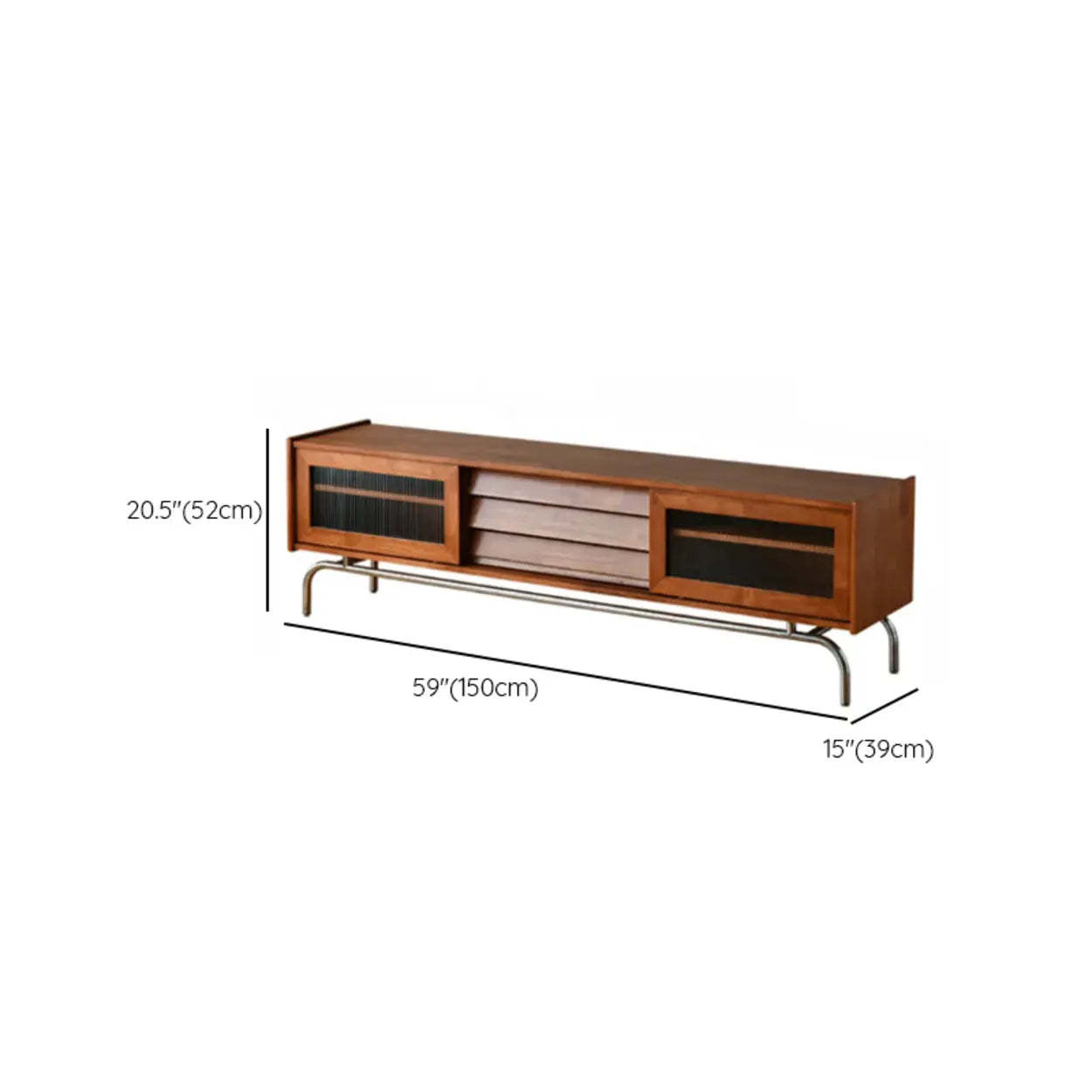 Scandinavian Brown Rubberwood Shelf Cabinet TV Stand
