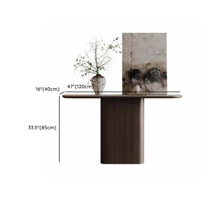 Elegant Half Moon Wood Pedestal Console Table