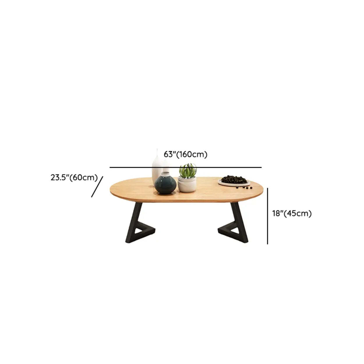 Industrial Oval Wood Coffee Table with Metal Legs