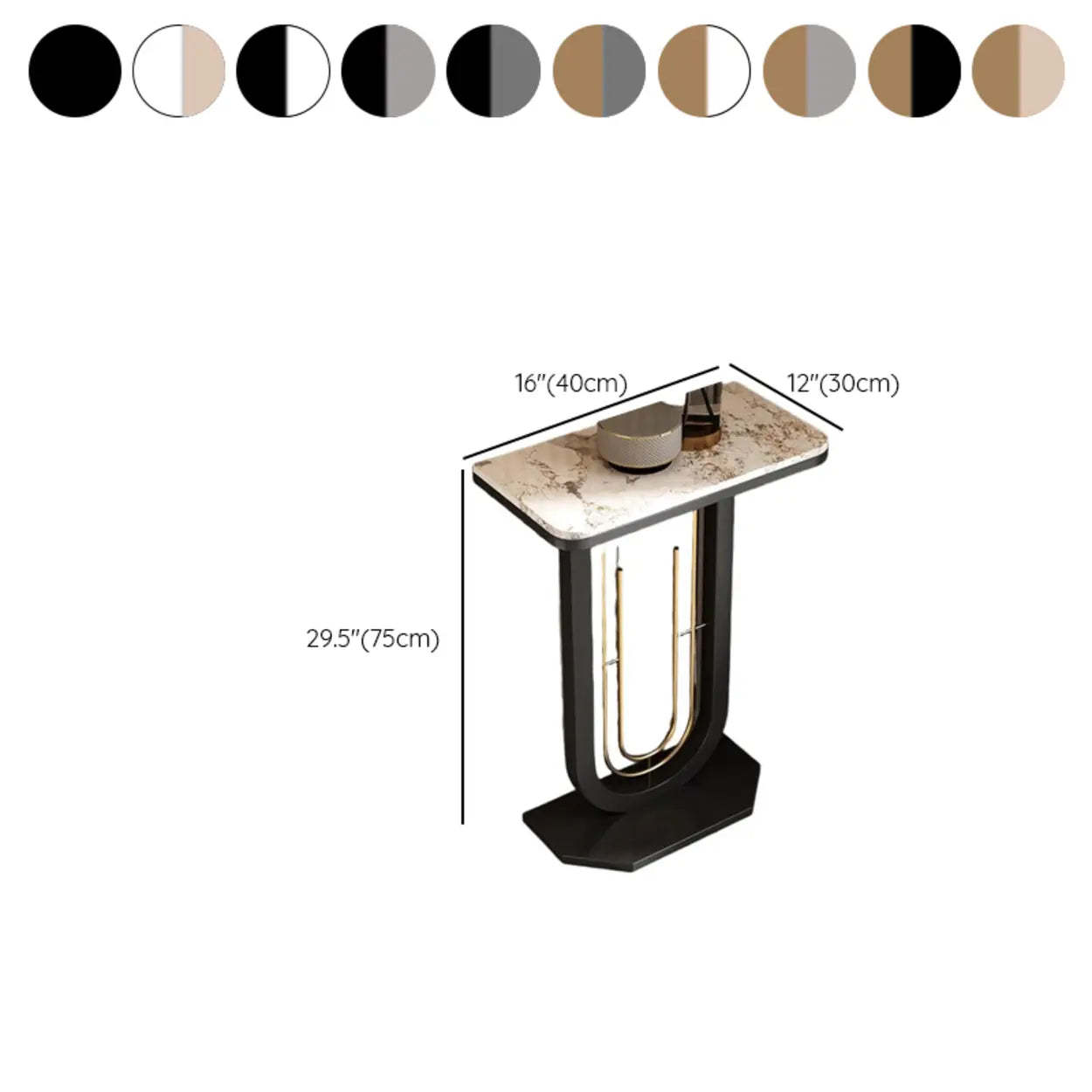 Black U-Shaped Sintered Stone Entry Console