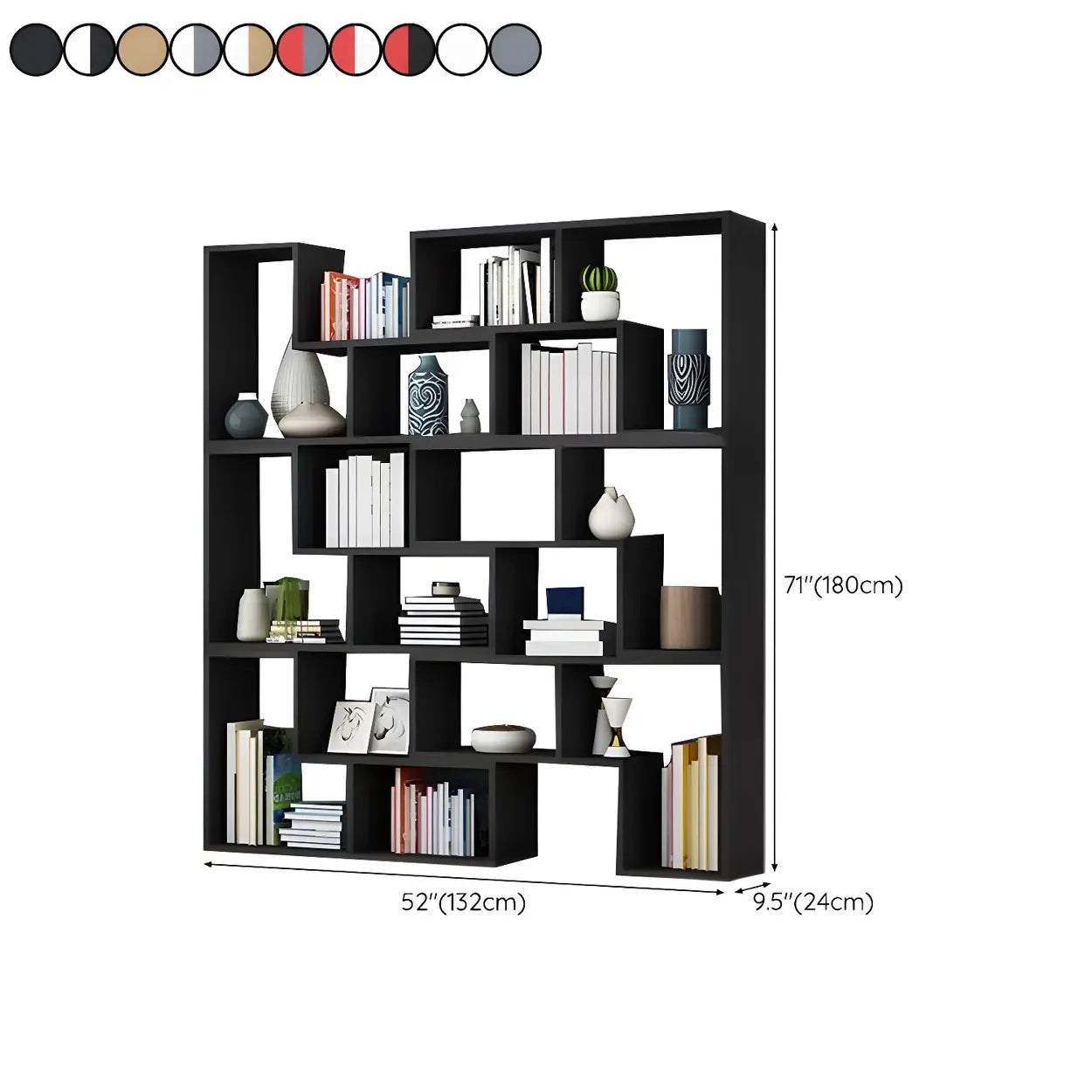 Modern Multi-Tier Geometric Wood Bookcase — White