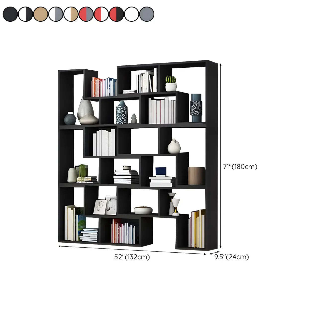 Modern Multi-Tier Geometric Wood Bookcase — White