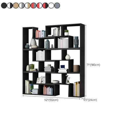 Modern Multi-Tier Geometric Wood Bookcase — White