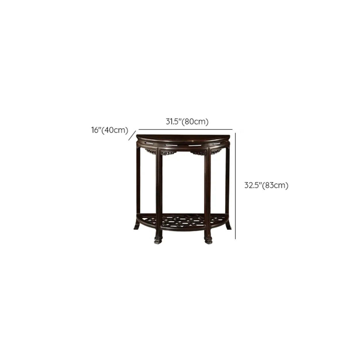 Traditional Half-Circle Espresso Entryway Table