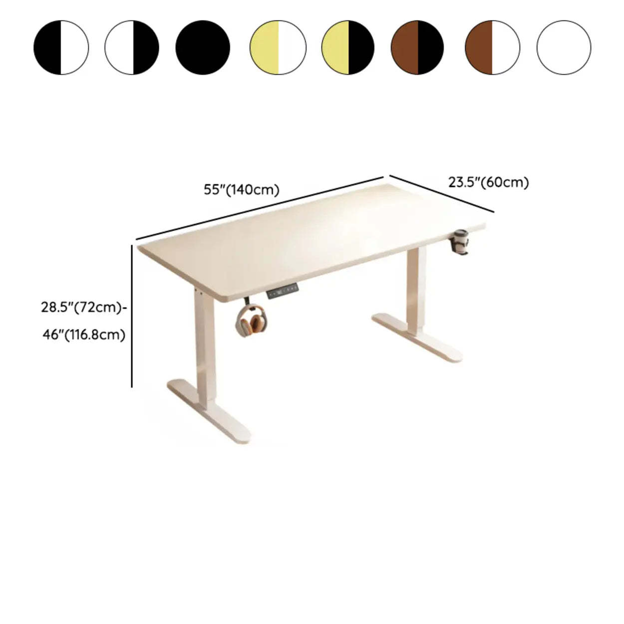 Height-Adjustable Wood Writing Desk