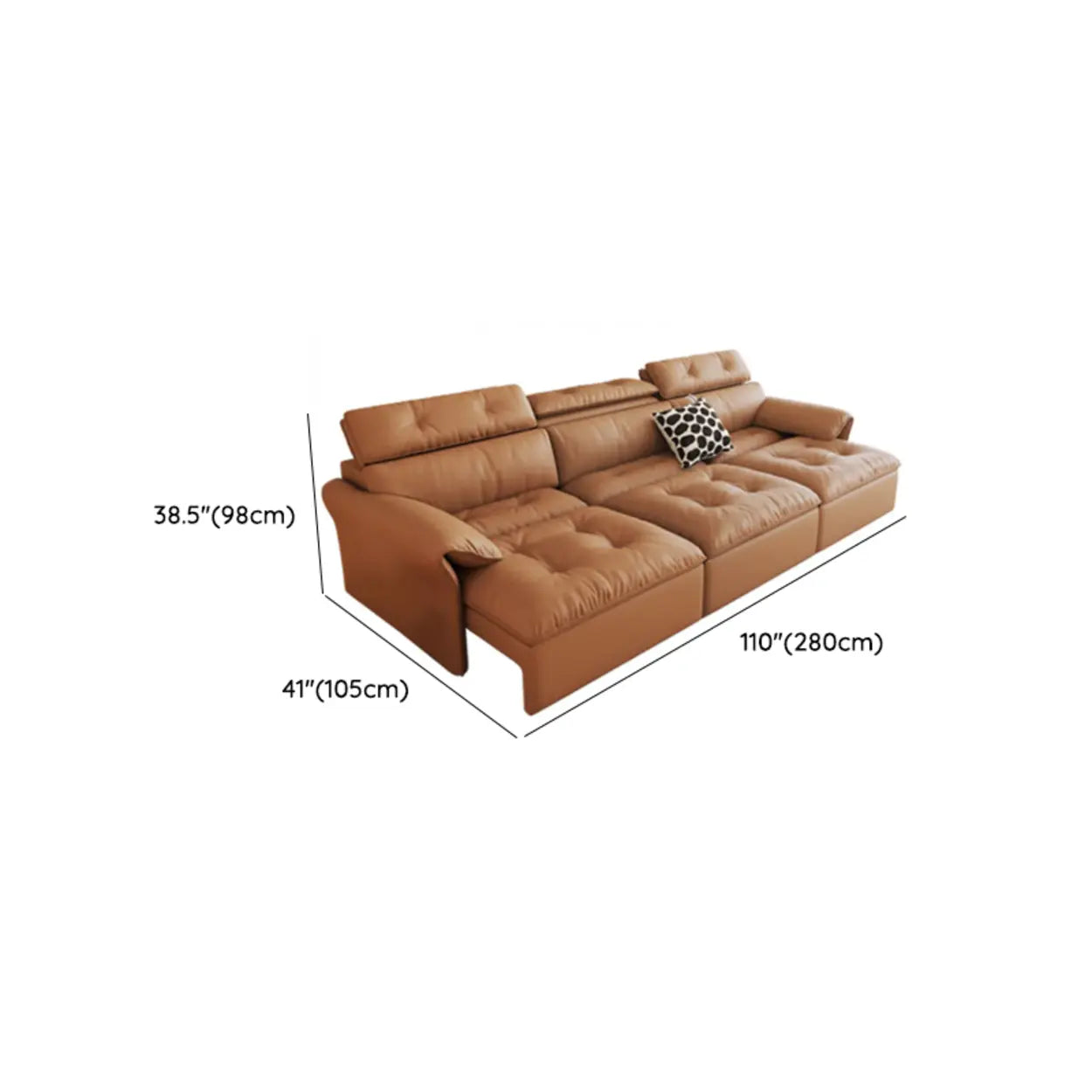 Contemporary Brown Genuine Leather Sleeper Sofa