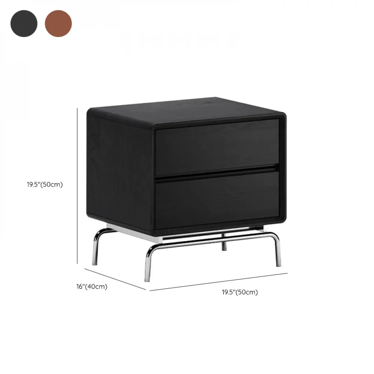 Traditional Wood Nightstand with Metal Legs