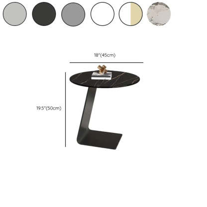 Glass Black Circular Steel-Base Side Table — Transparent Gray
