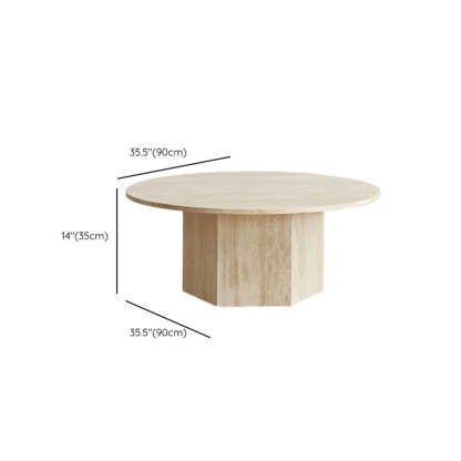 Modern Beige Travertine Round Low Coffee Table