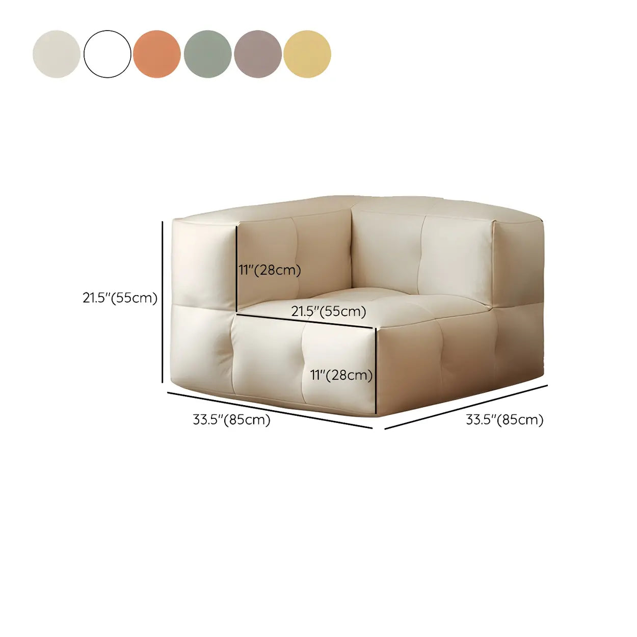Yellow Tech Cloth Biscuit Back Reclining Corner Chair