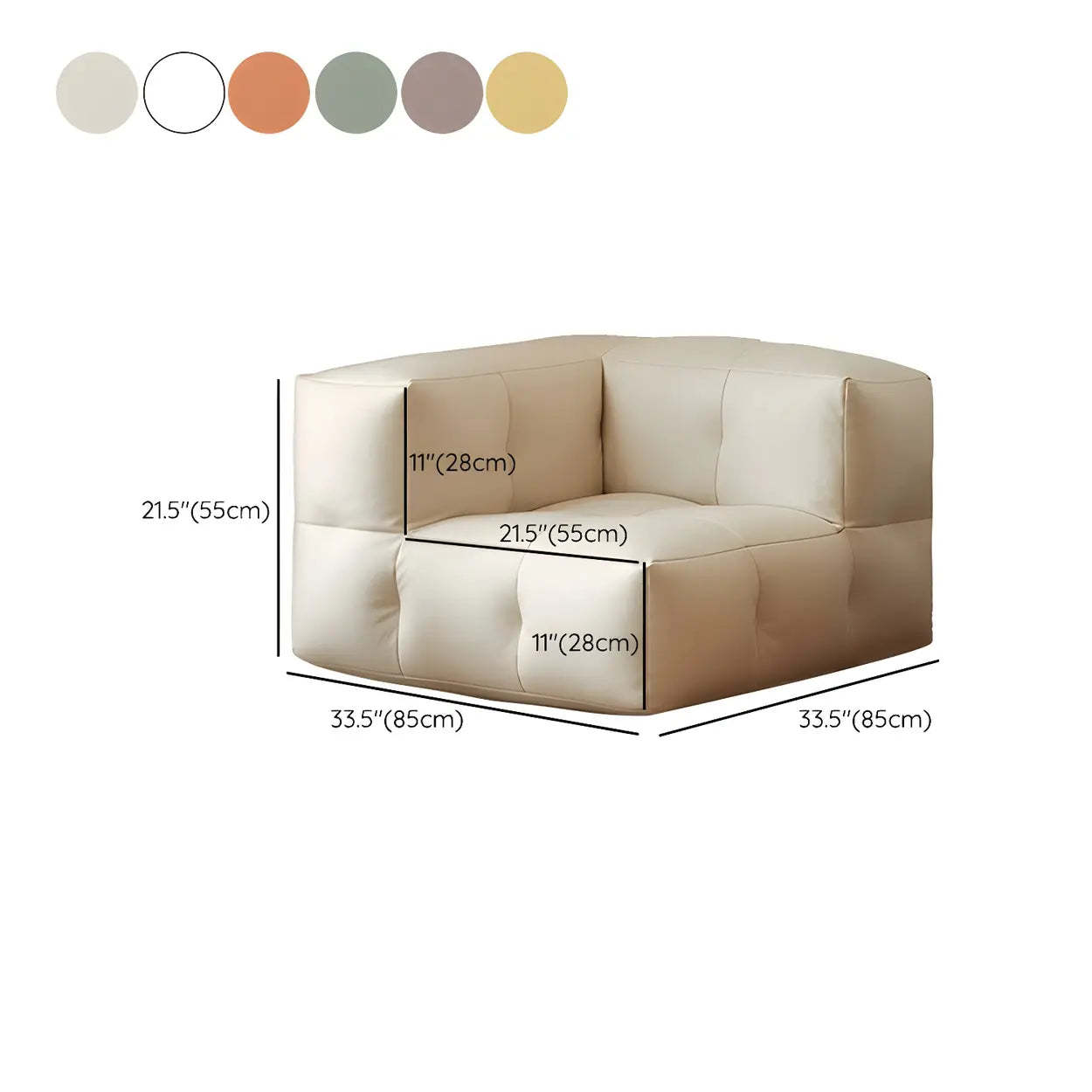 Yellow Tech Cloth Biscuit Back Reclining Corner Chair