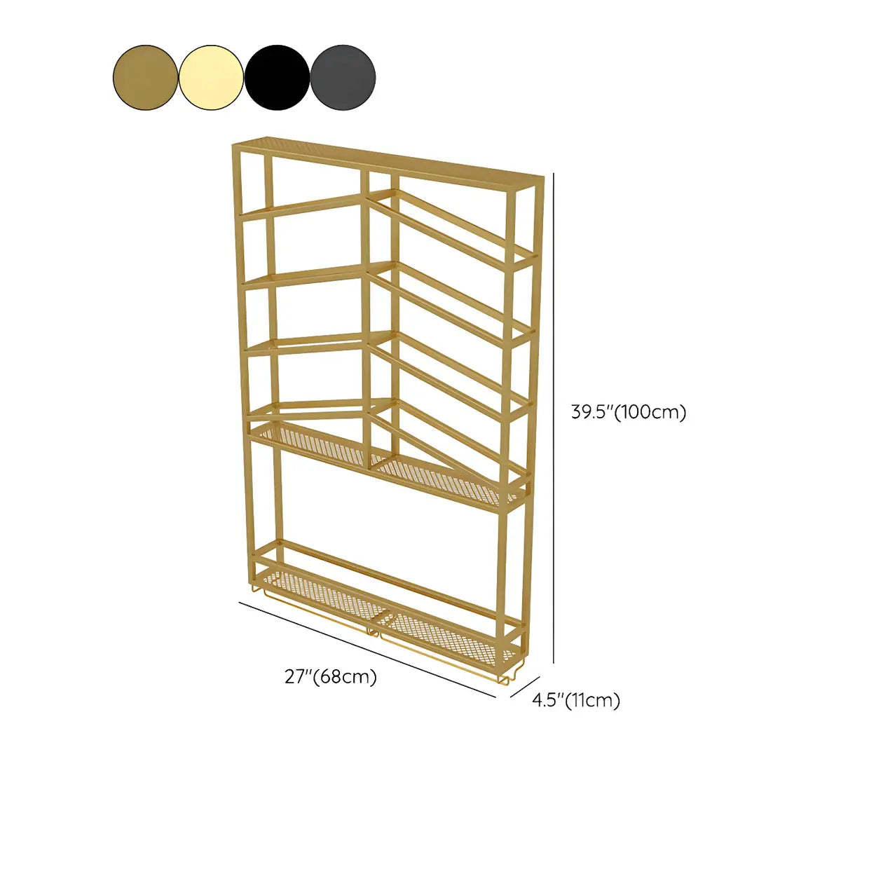 Gold Geometric Metal Floating Wall Wine Rack