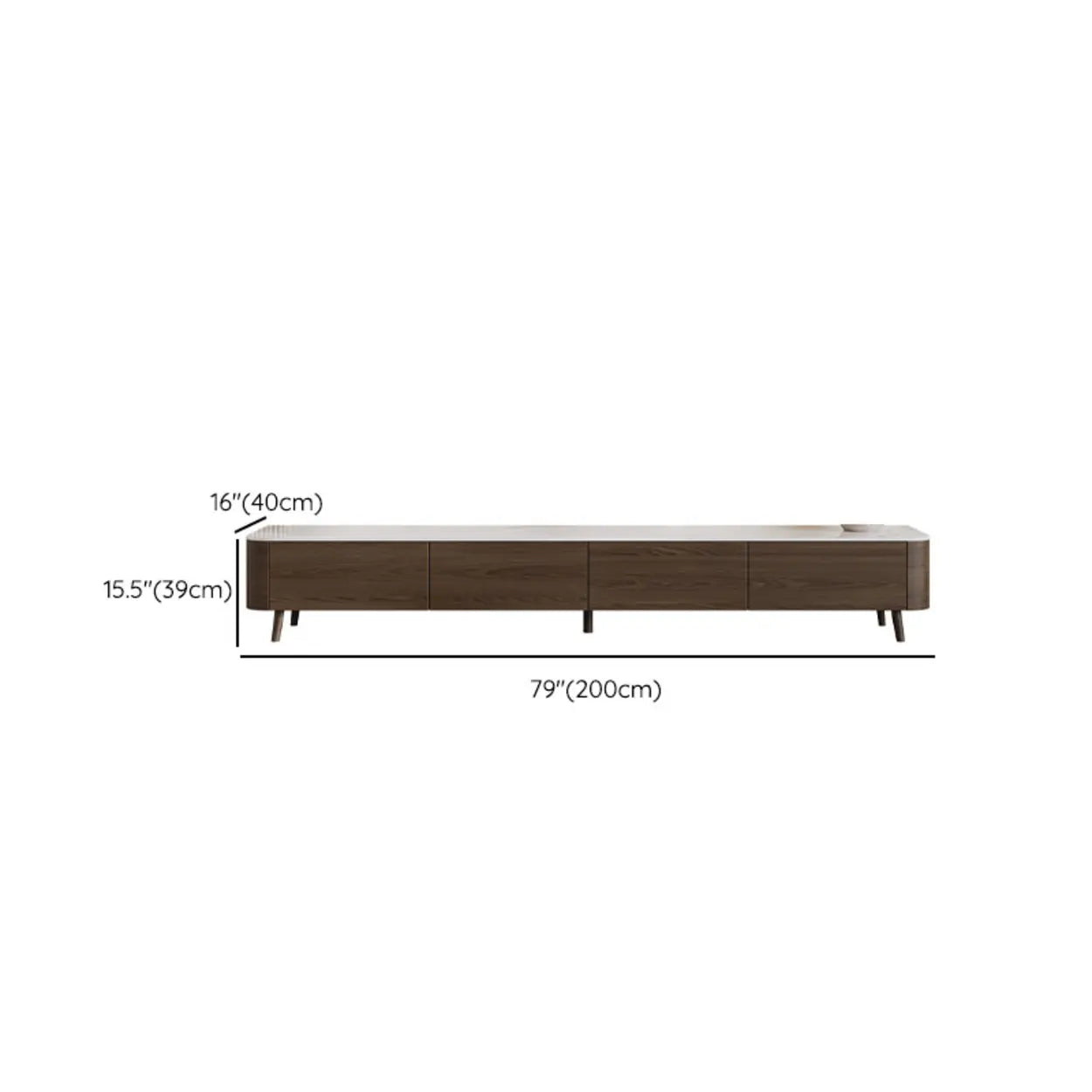 White Stone-Top Drawer TV Stand with Cable Management