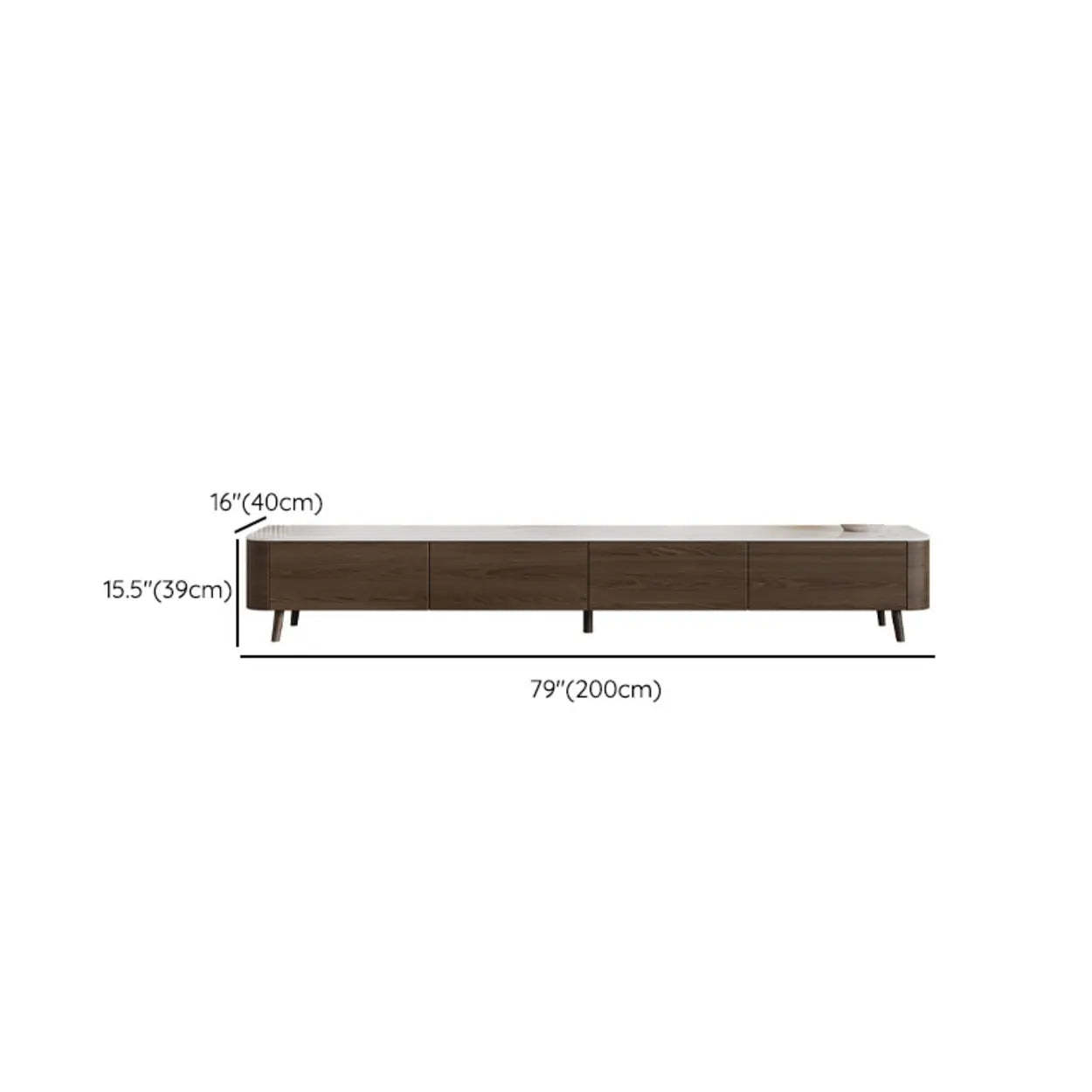 White Stone-Top Drawer TV Stand with Cable Management