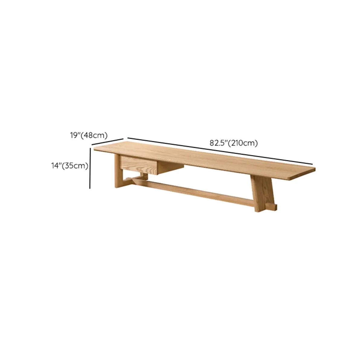 Light Ash Wood Open Shelving TV Stand