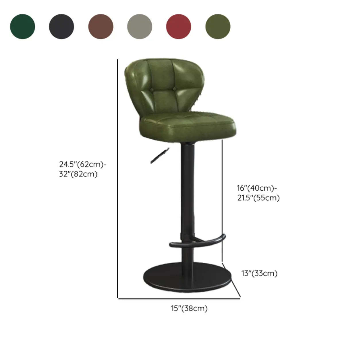 Adjustable Leather Swivel Pedestal Bar Stool