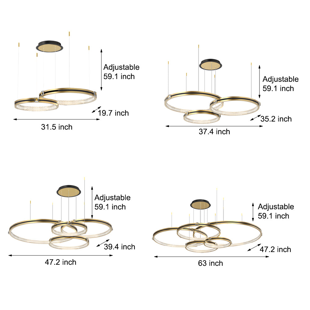 Circular Ring Brushed Gold Modern Ceiling Light