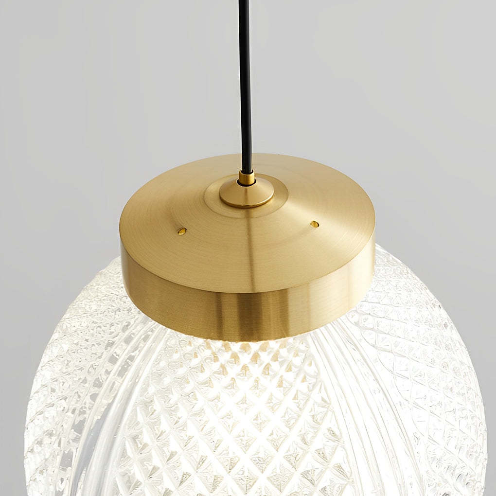 Mini Pattern Round Ball Glass Brass Nordic Pendant