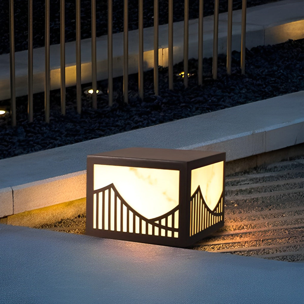 Modern mountain lawn outdoor post lights in metal — 12"X12"X8" / Hardwired