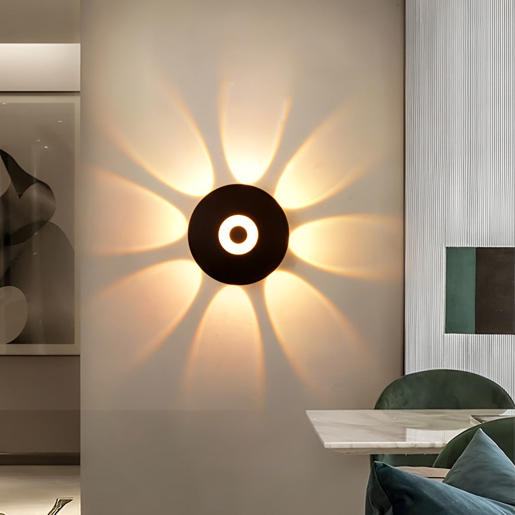 Round Waterproof LED Black Modern Wall Washer Sconce