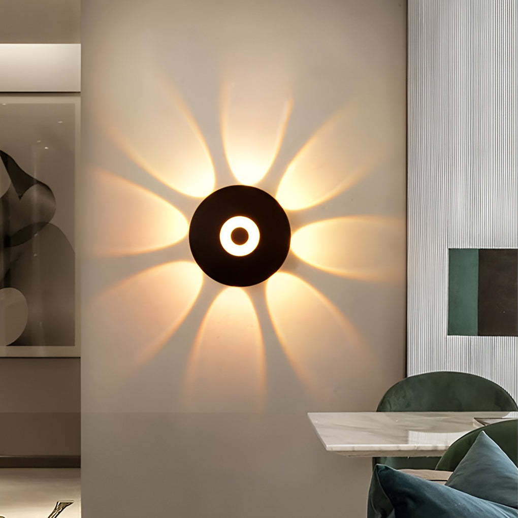 Round Waterproof LED Black Modern Wall Washer Sconce