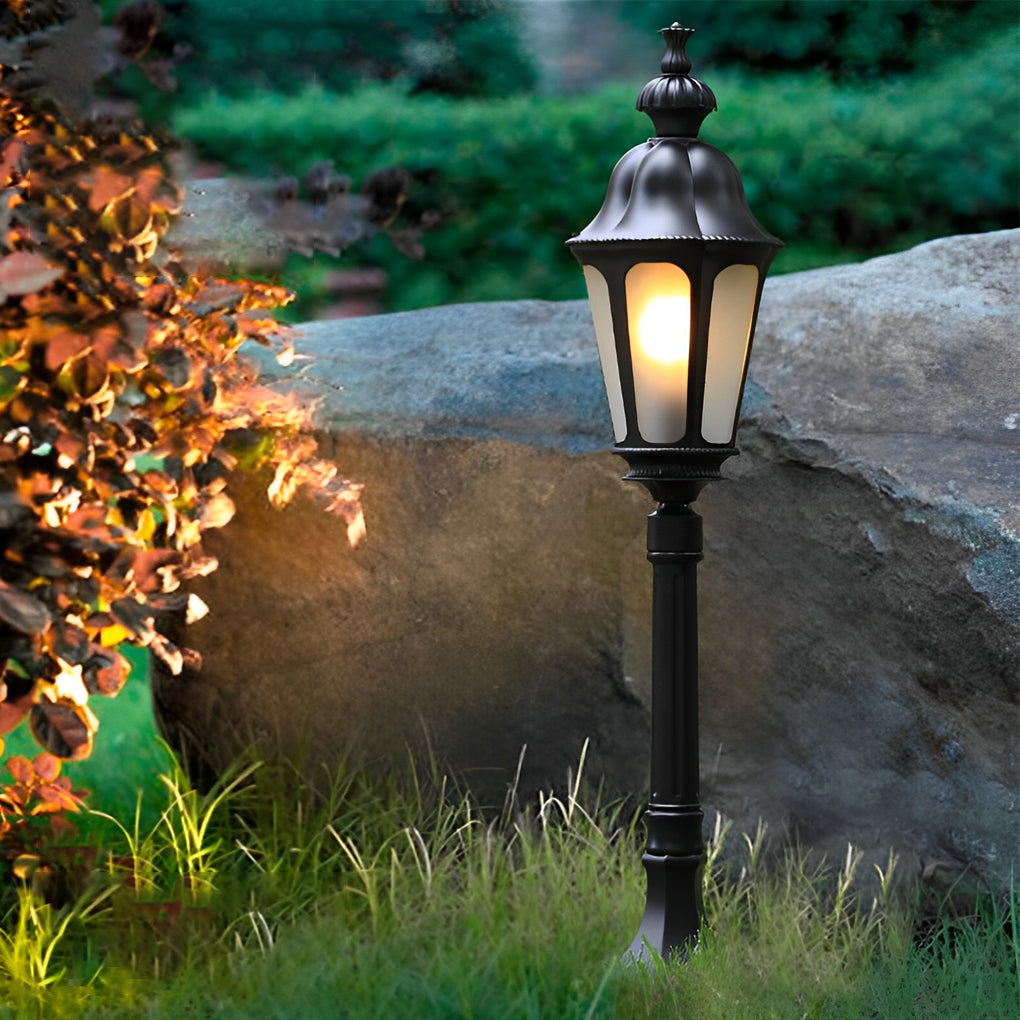 Elegant European-Style Black LED Outdoor Pathway Lamp Post-Lighom