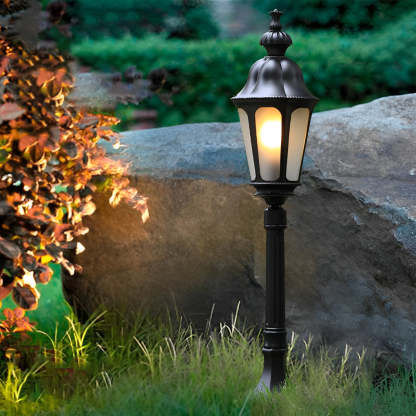 Elegant European-Style Black LED Outdoor Pathway Lamp Post-Lighom