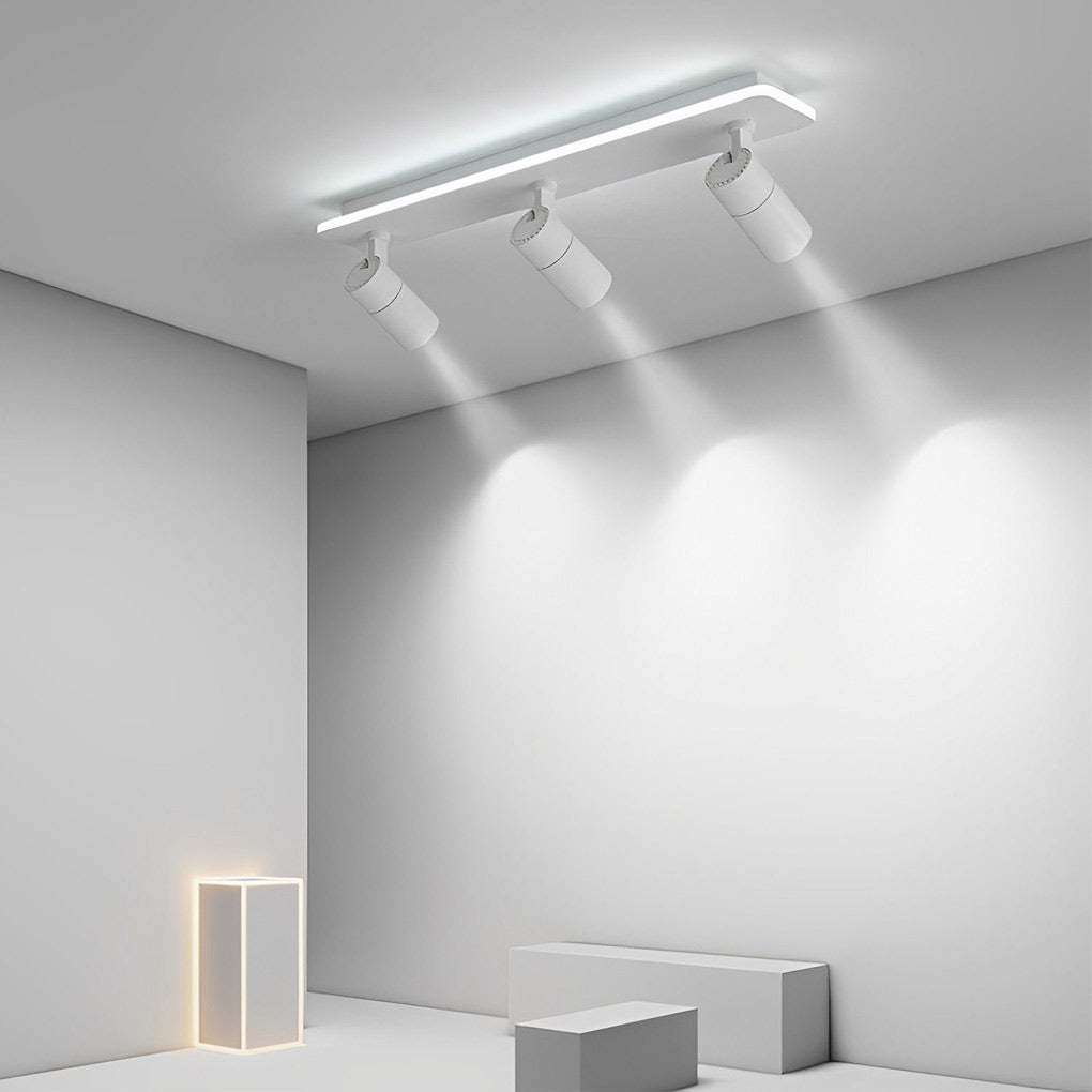 Minimalist Long Strip LED Flush Mount Adjustable Spotlight — Black / 3-Light / White