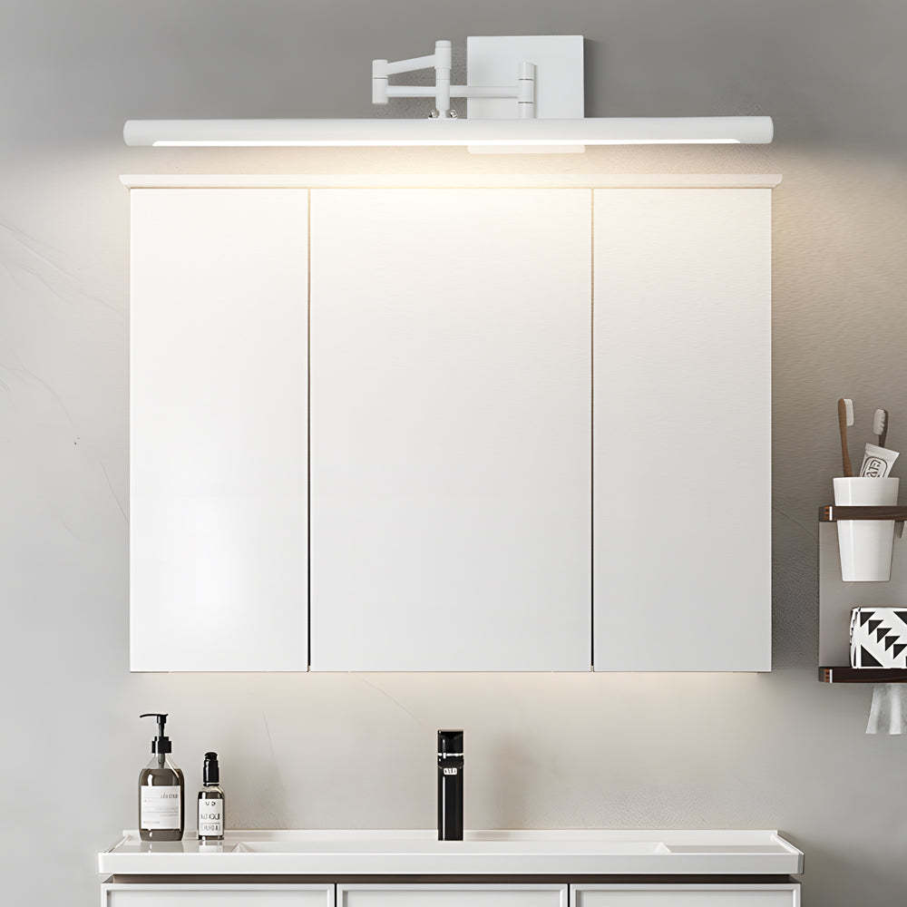 40 in. Matte Swing-Arm Bathroom Vanity Light — White / White