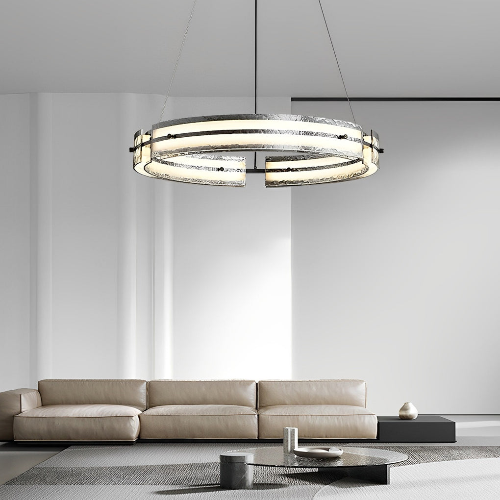 Circular Copper Glass Dimmable LED Nordic Chandelier